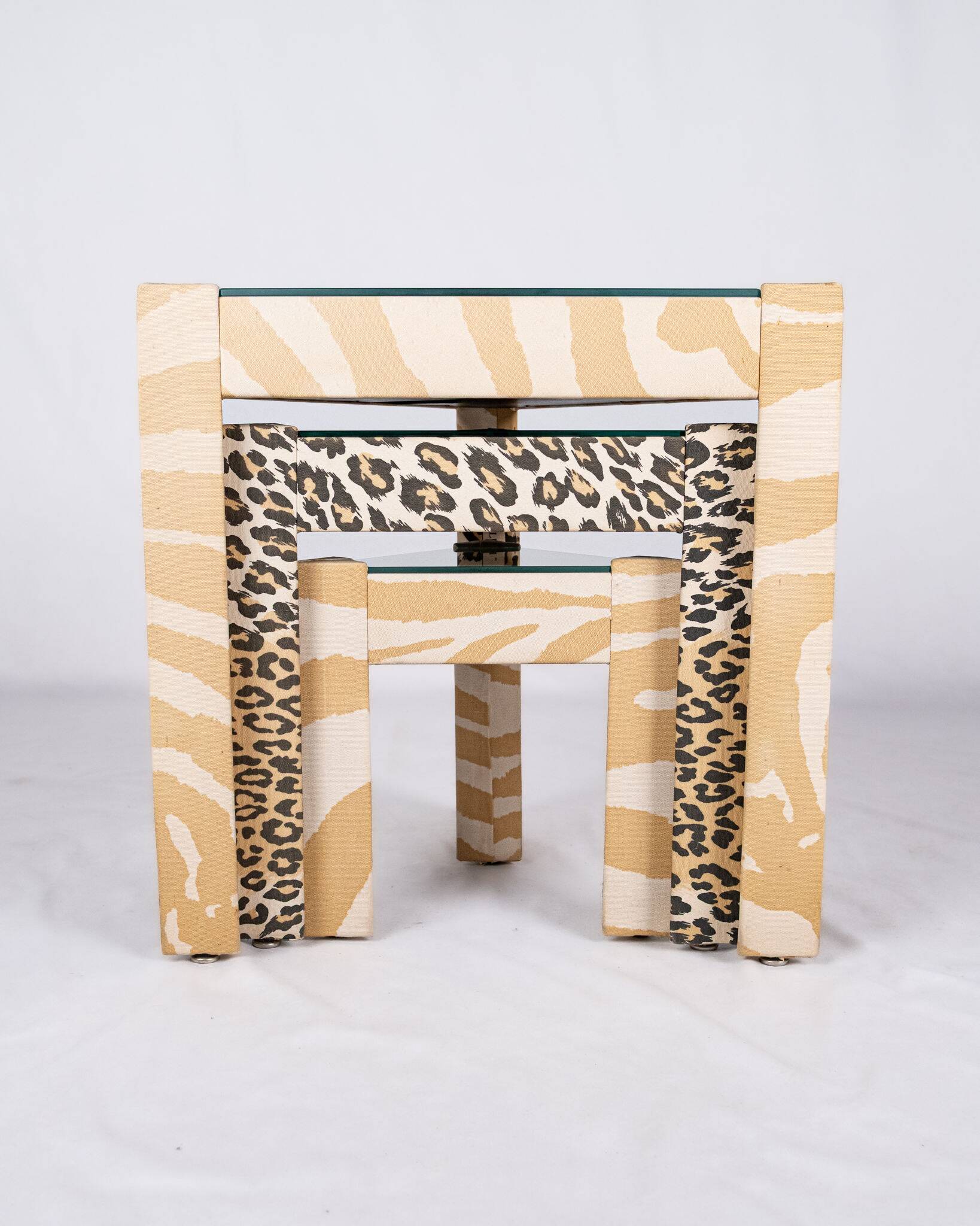 Set of nested tables upholstered, Pierre Frey, 1970s