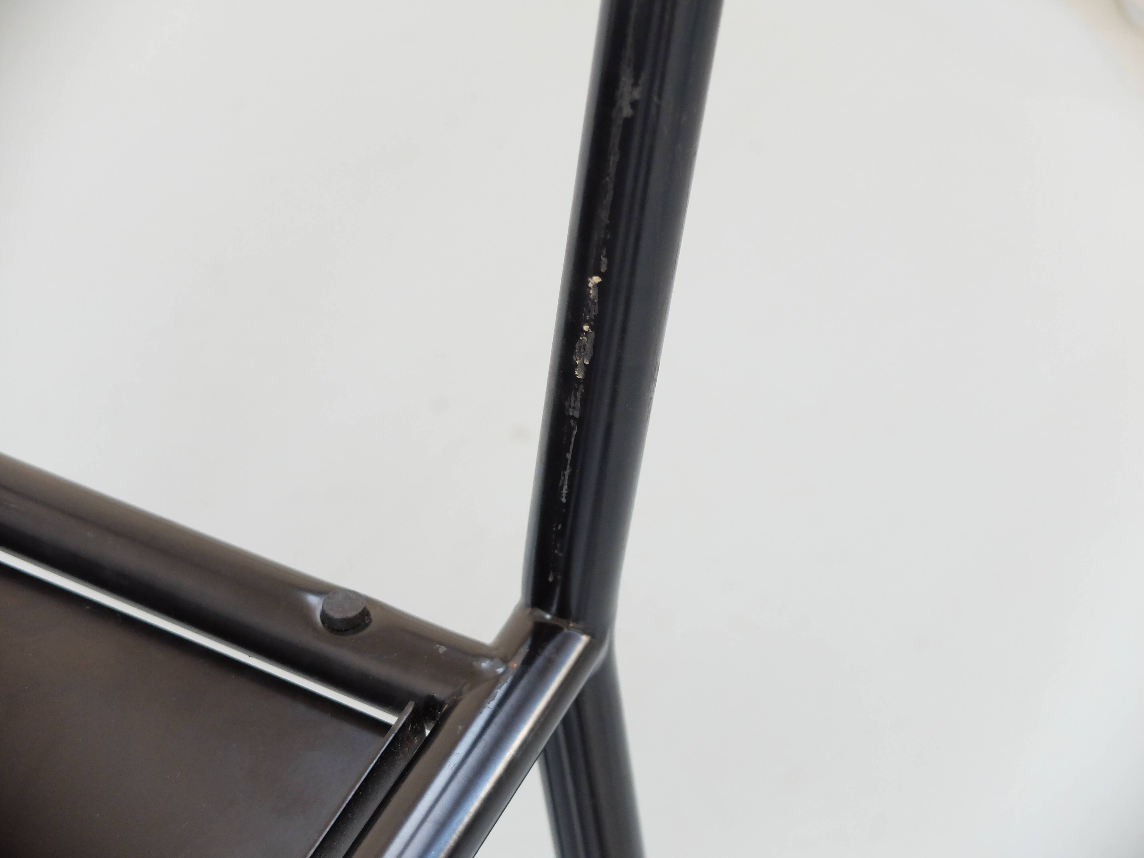 4 robert mallet-stevens black lacquered steel chairs, stamped rms ecart