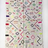 Kilim ecru carpet with colorful and fluorescent patterns 234x144cm