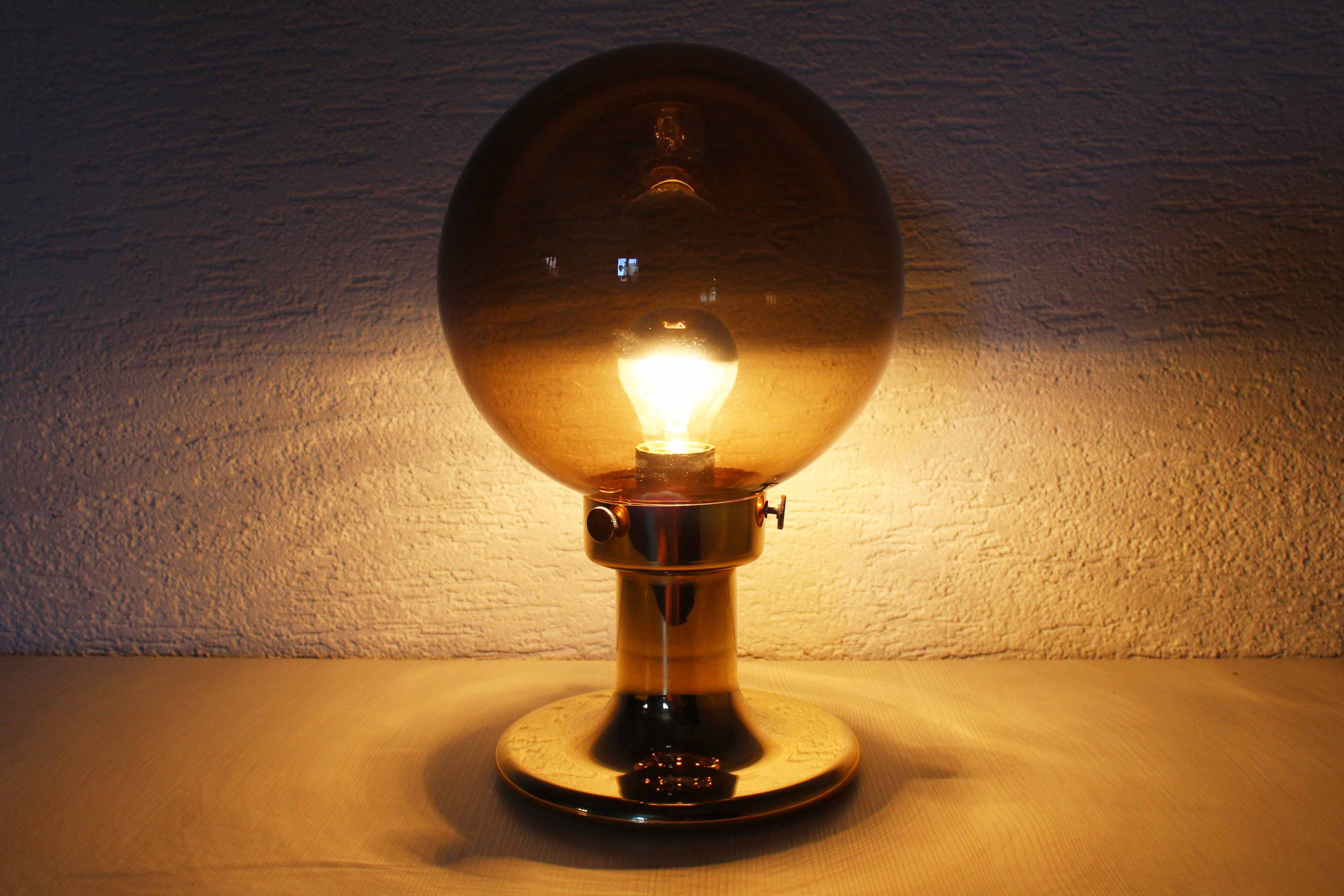 Smoked glass ball lamp
