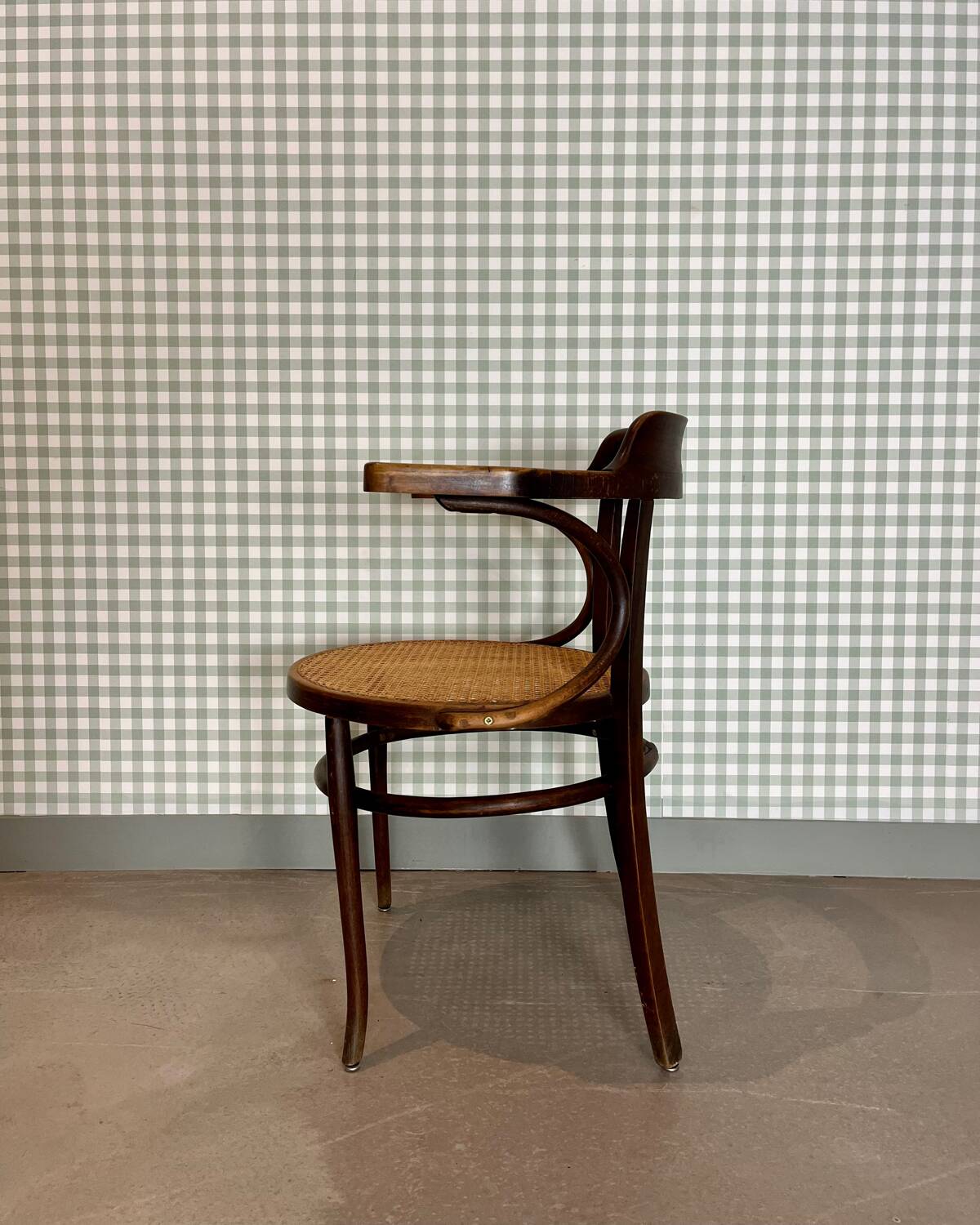 Baumann armchair in curved wood and canework