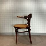 Baumann armchair in curved wood and canework