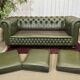 Chesterfield leather 3-seater sofa with mahogany legs - English craftsmanship