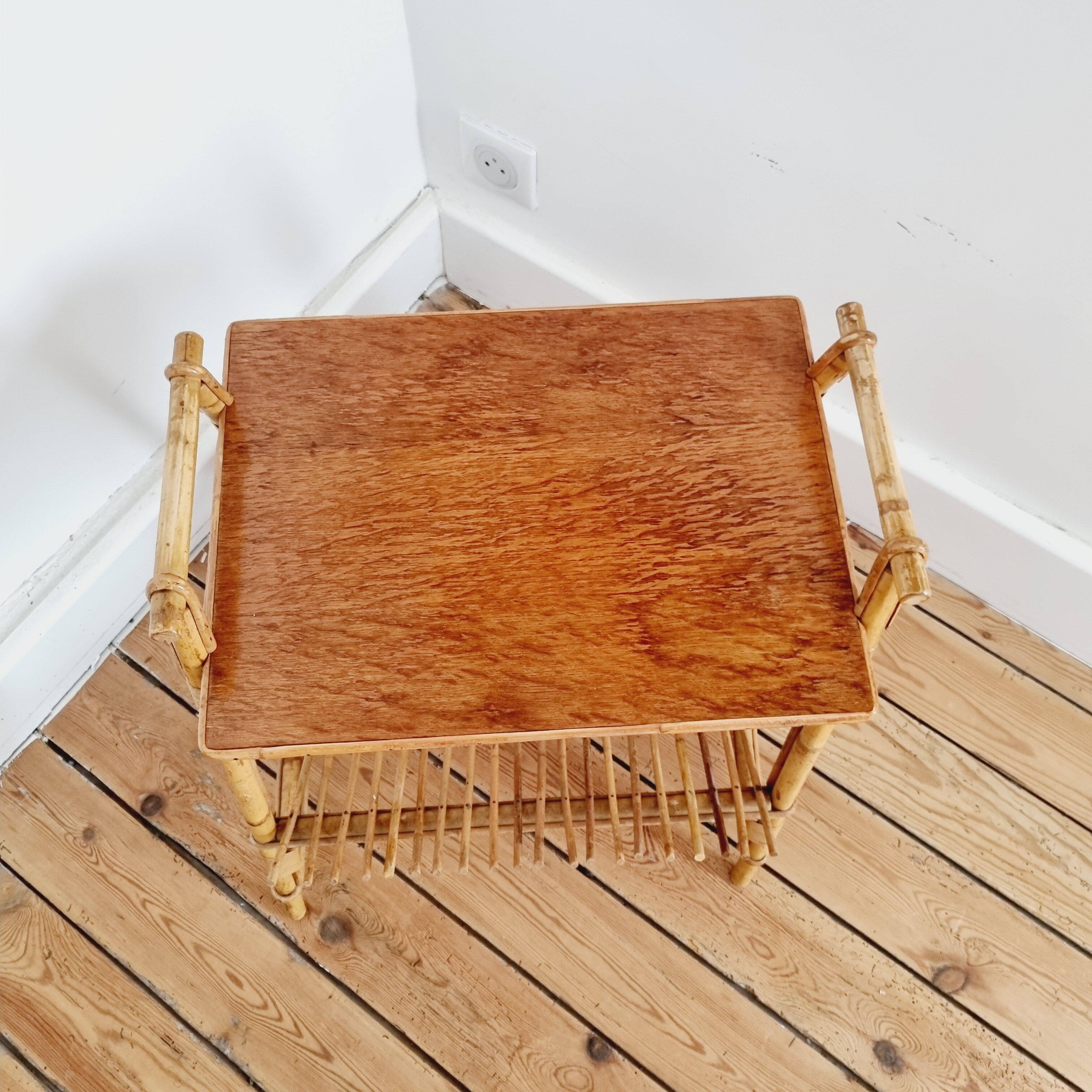 Rattan side table