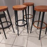 Suite de 4 tabourets de bar bistrot baumann vintage années 1960