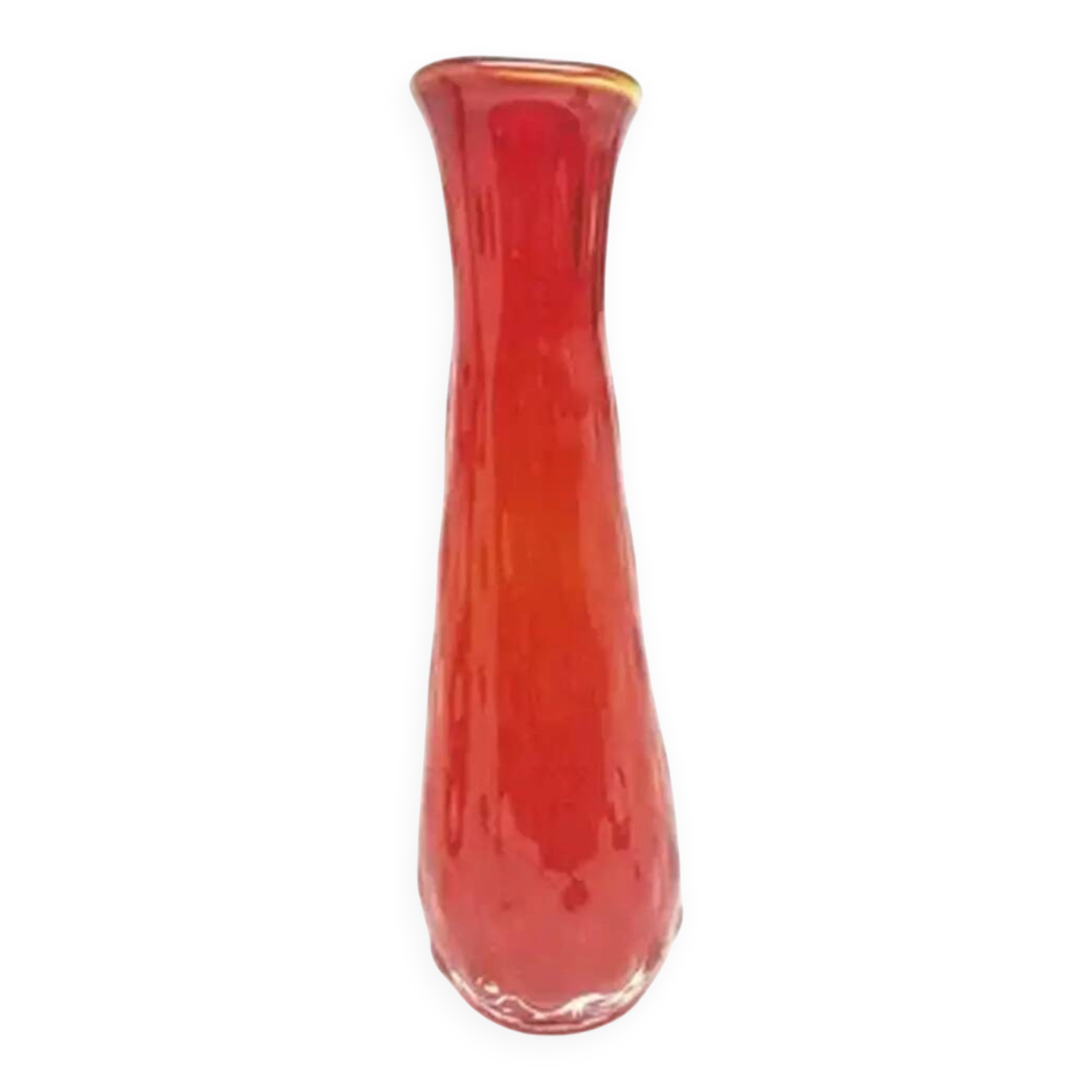 Bean vase, red glass, Ząbkowice, Poland, 1970s