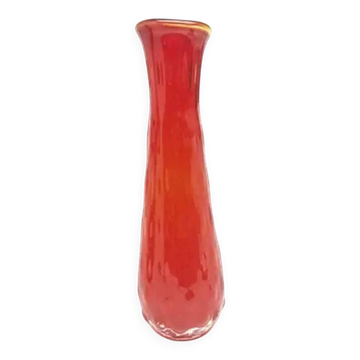 Vase en forme de haricot, en verre rouge, Ząbkowice, Pologne, années 1970