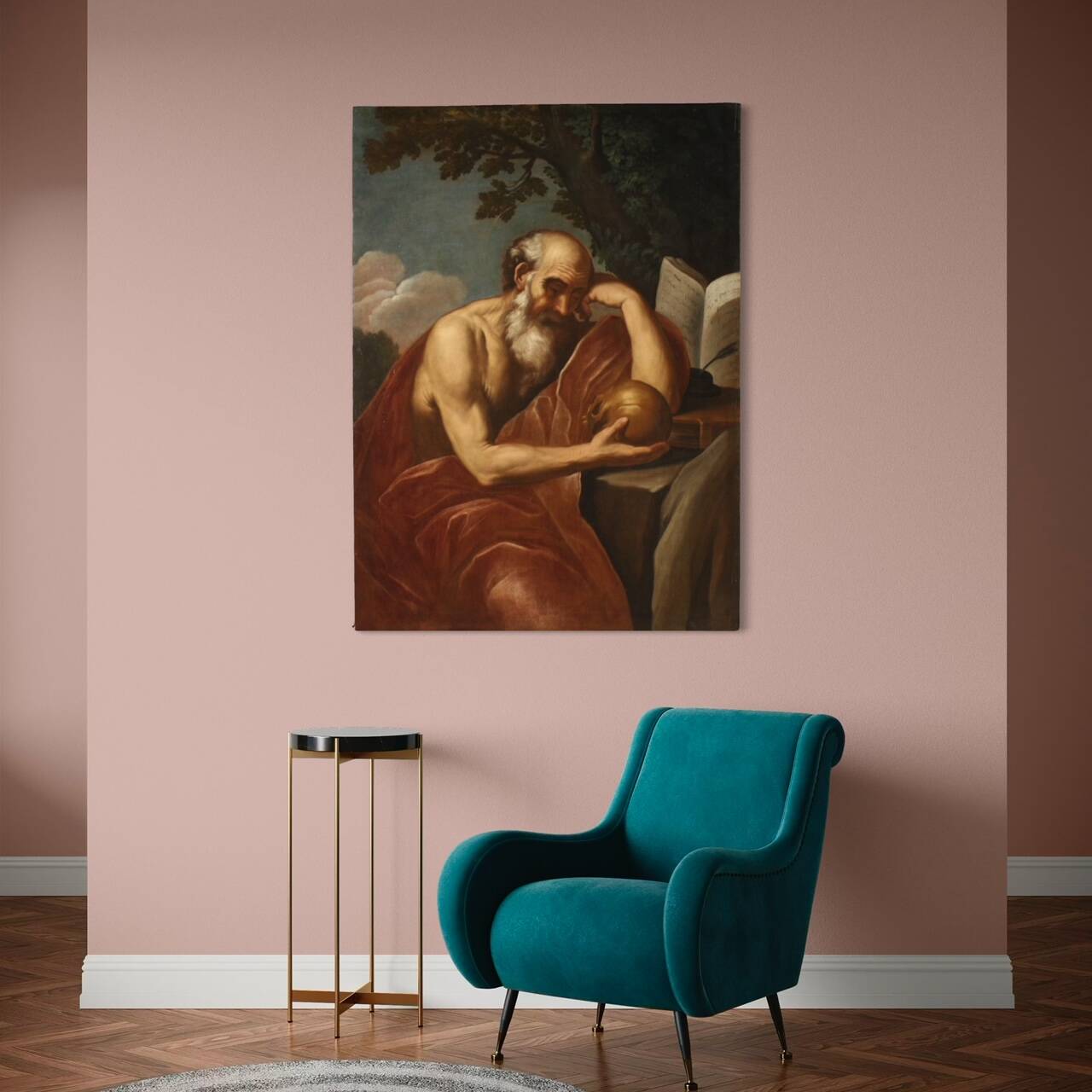 Great 17th century Italian painting, Saint Jerome in Meditation