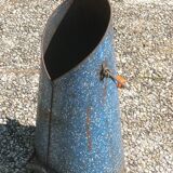 Seau à charbon en tôle émaillée bleu ancien