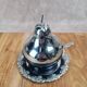 Vintage cobalt sugar bowl & chrome metal – pear shape