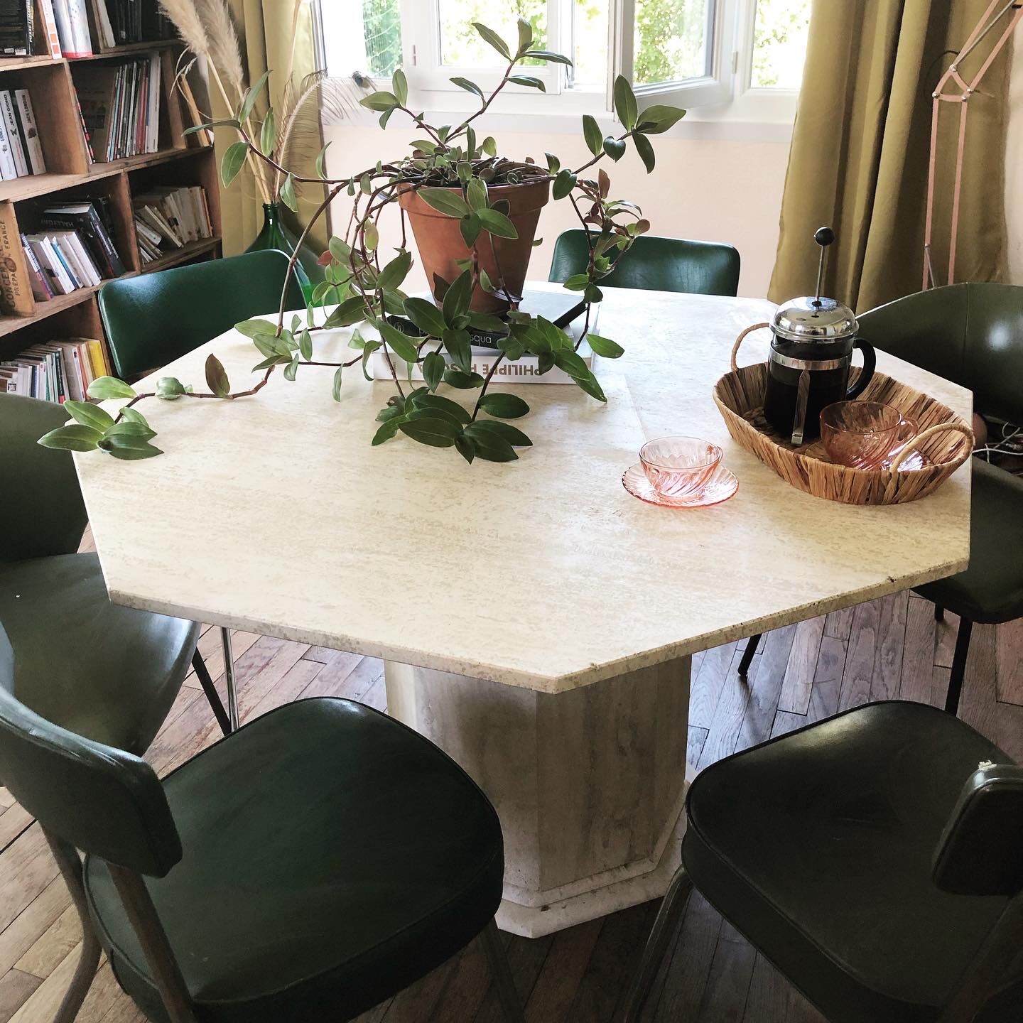 Travertine dining table