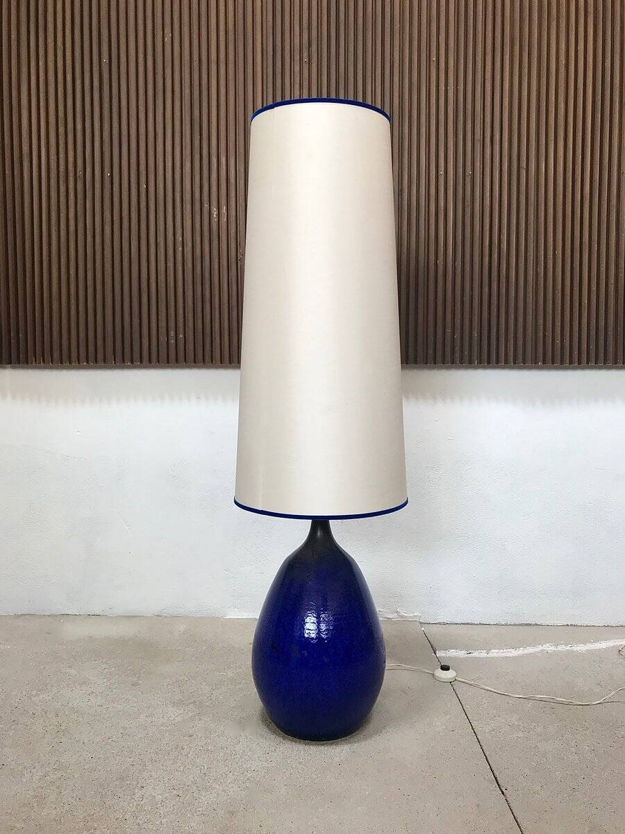 Large glazed ceramic art table lamp from Krösselbach, West-Germany, 1960s