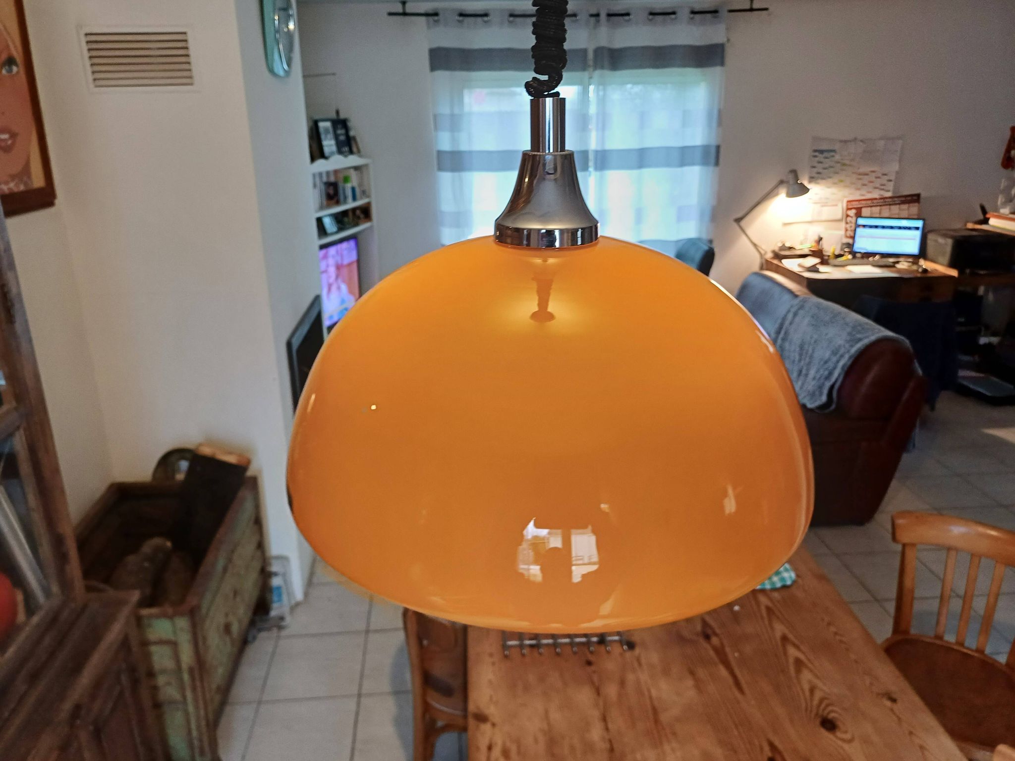 Suspension vintage opaline orange " viro "