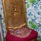 Pair of gilded chairs with Louis XV style floral pattern