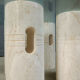 Vintage travertine and glass coffee table, 1970s