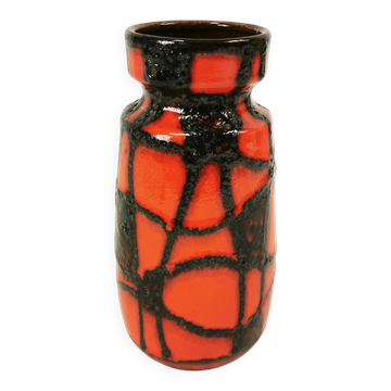 Fat Lava ceramic vase, Scheurich Keramik 242-22 "Spiderweb," 1960s.