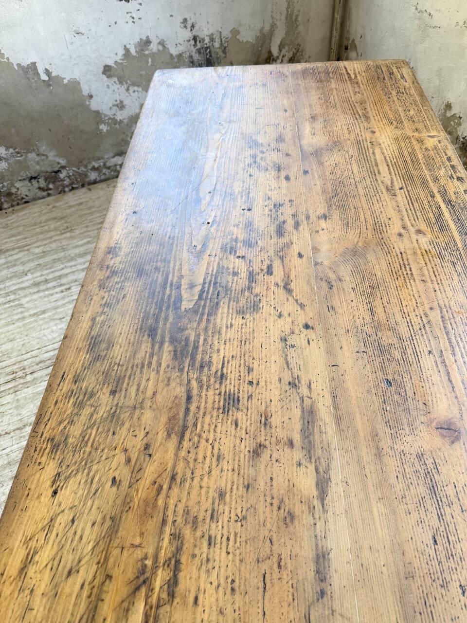Pine and oak + walnut farmhouse table 1950