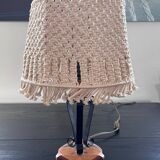 Macrame and wrought iron lamp
