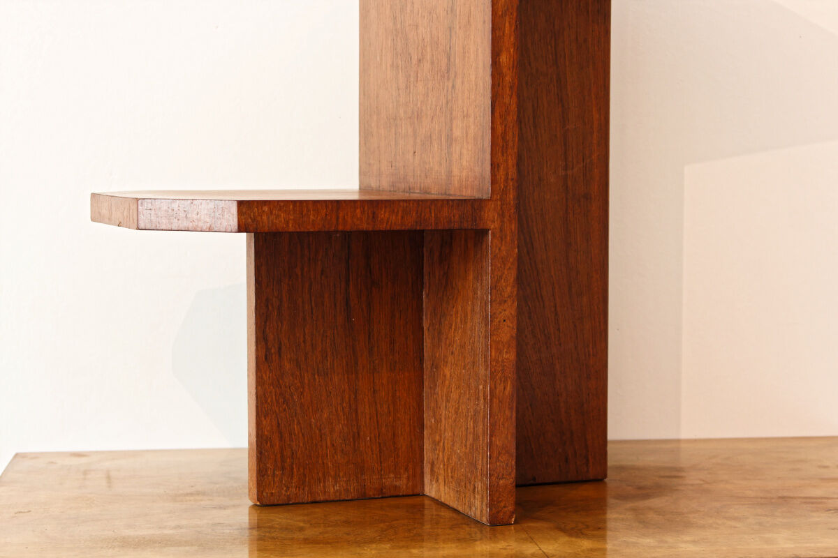 Brutalist sofa end, mahogany veneer