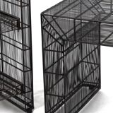 Vintage sculptural metal wire shelving and display table set