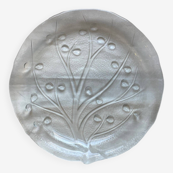 26 cm glass plate with plant motif NEW