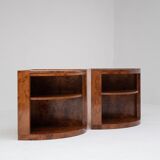 Pair of half-moon cabinets in burl wood