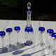 St. Louis BristoL pattern cut crystal liqueur set with blue overlay