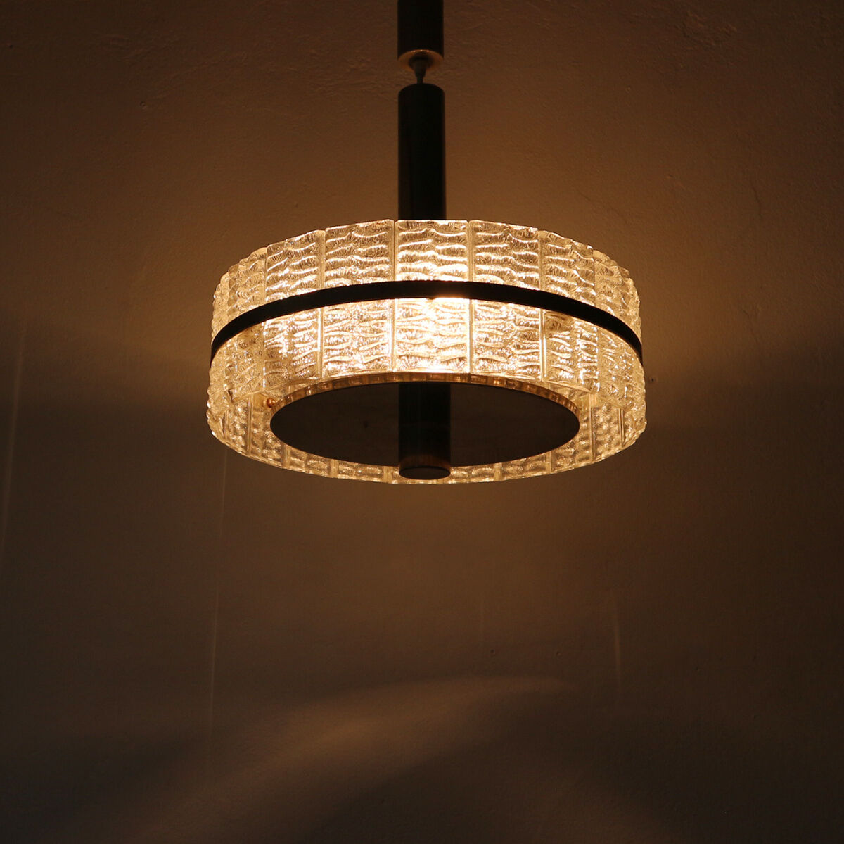 Large '60s Ice Glass Pendant Lamp