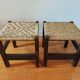Pair of handcrafted stools from Friuli in carved wood, Italy, circa 1960.