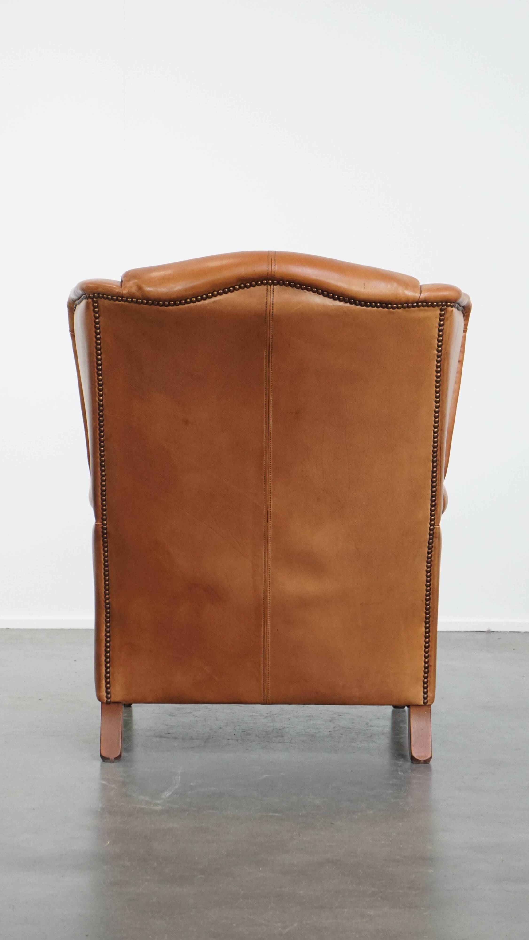 Wingback Chair Made of Cowhide Leather