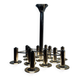 Pair of Large Chromed and Smoked glass chandelier