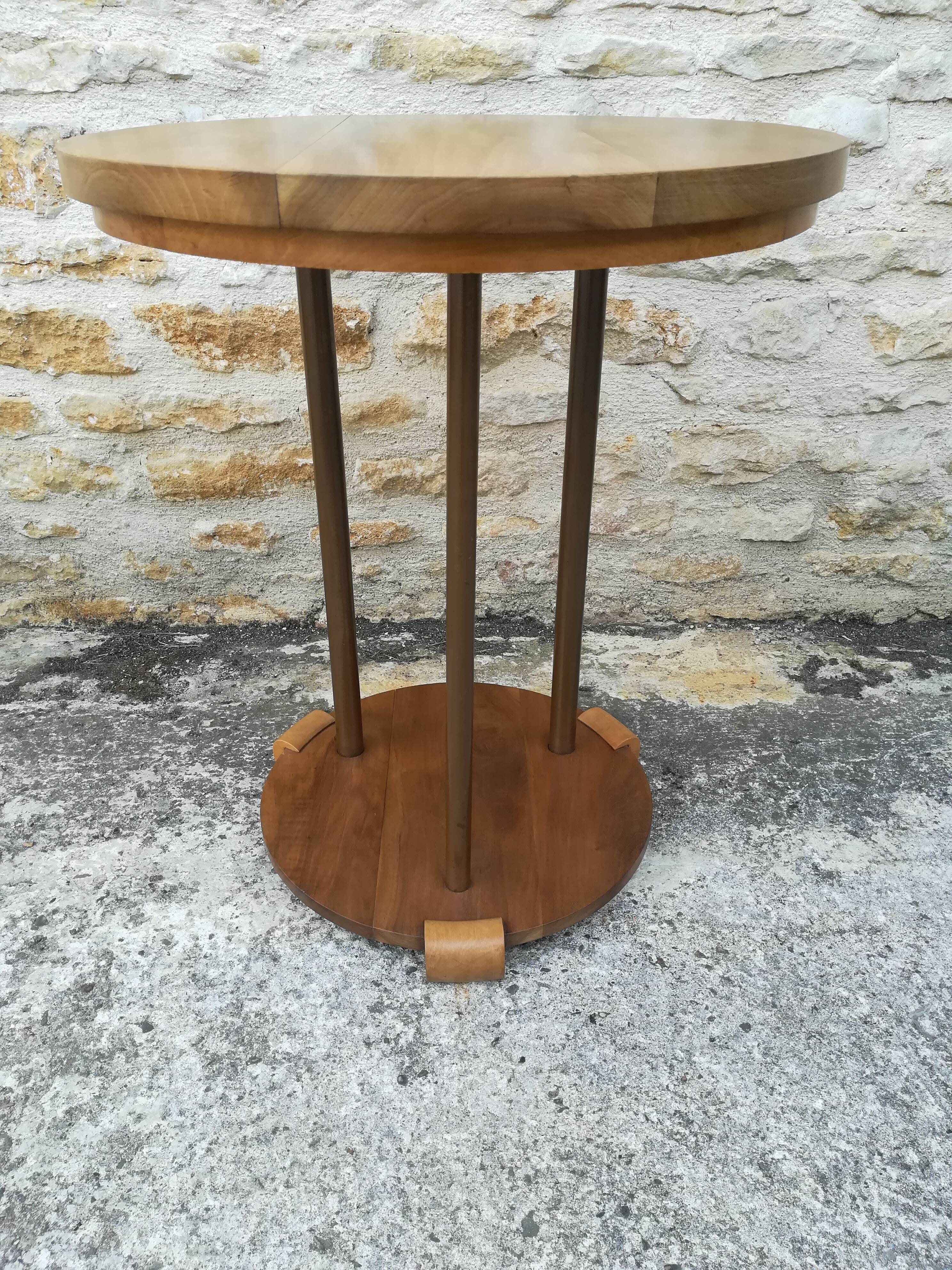 Walnut and copper pedestal table