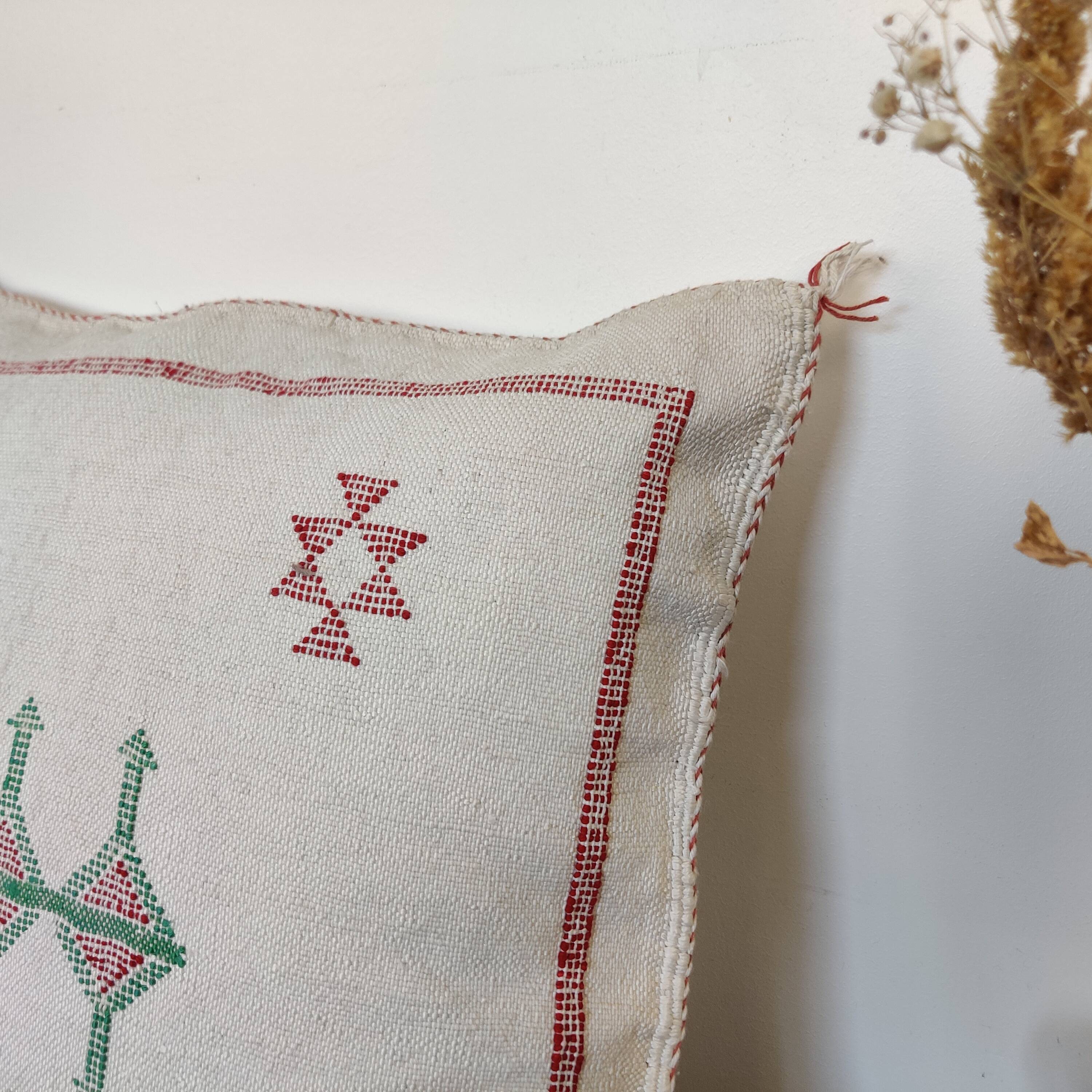 Coussin berbère Sabra Blanc Motifs berbères
