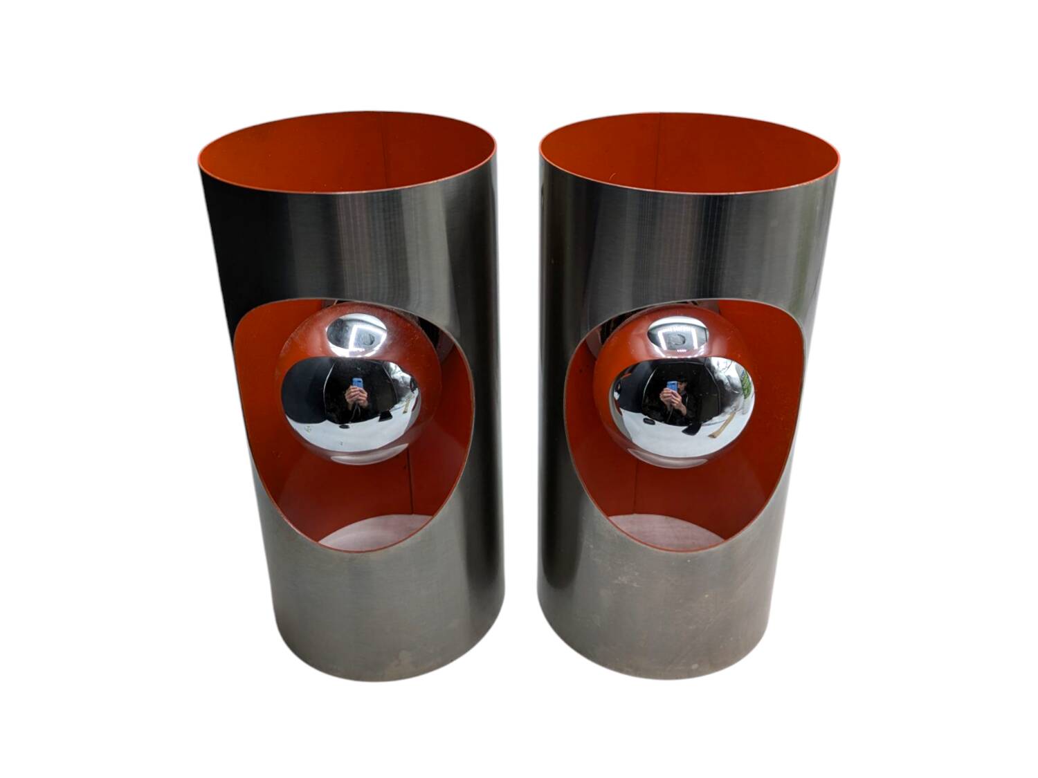 Pair of Mid-Century Modern Wall Sconces – Orange – Space Age Desig