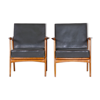 Black Mid Century armchairs - 1940s Czechia