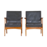 Black Mid Century armchairs - 1940s Czechia