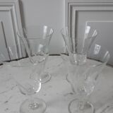 Set of 4 crystal glasses engraved 60s