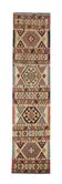 Handmade Wool Kilim Runner, Beige Tribal Geometric Zig Zag Hallway Rug
