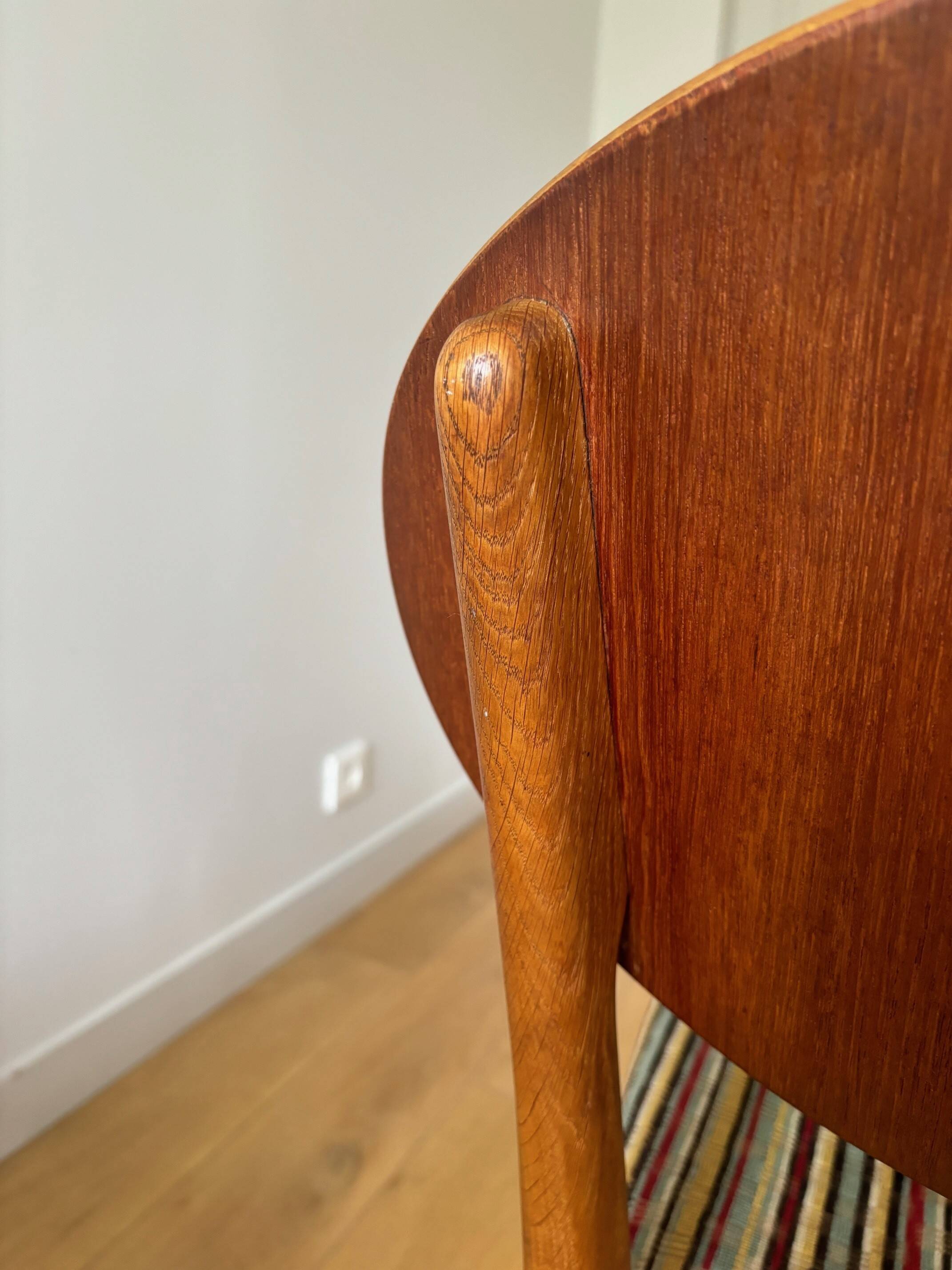 2 teak and velvet chairs - Denmark 50s/60s