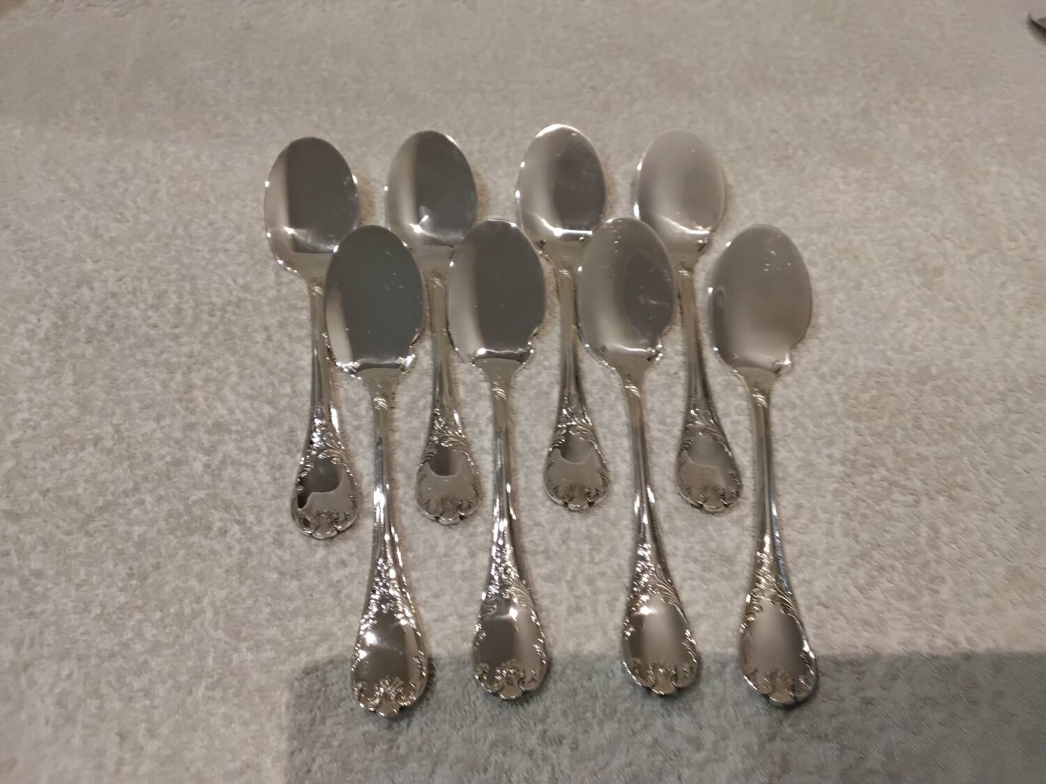 2 individual metal silver-plated sauce spoons by Christofle Marly