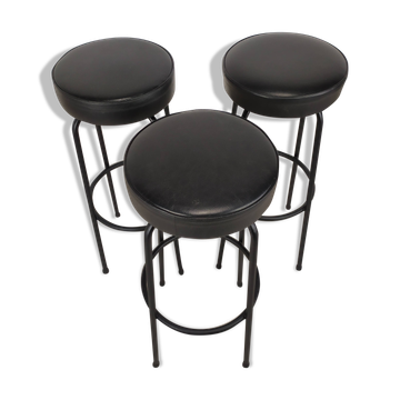 3 vintage black bar stools