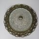 Hollywood Regency ceiling light, cut glass and openwork gold edge.