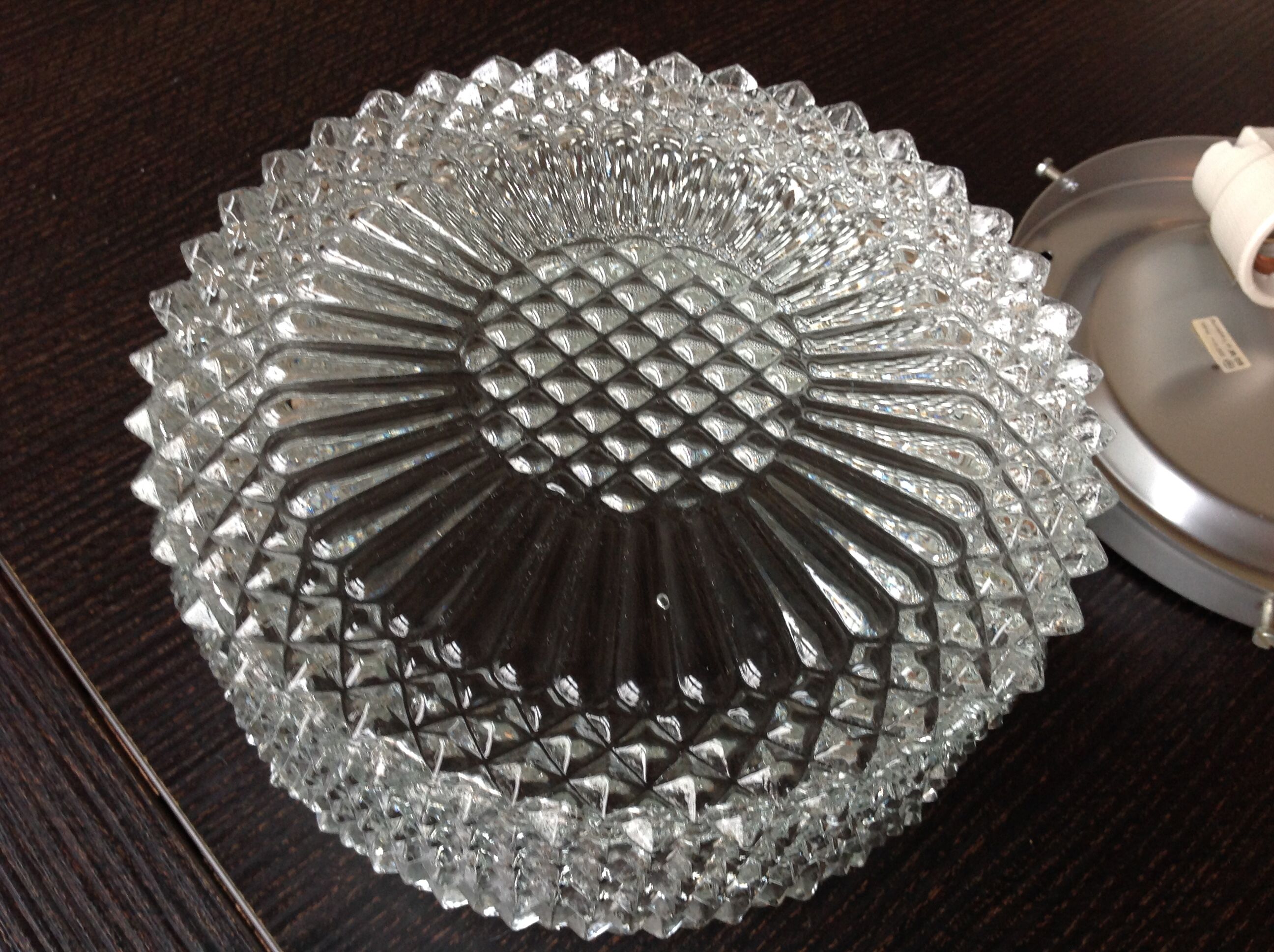 Plafonnier rond pointes de diamant / vintage années 60-70