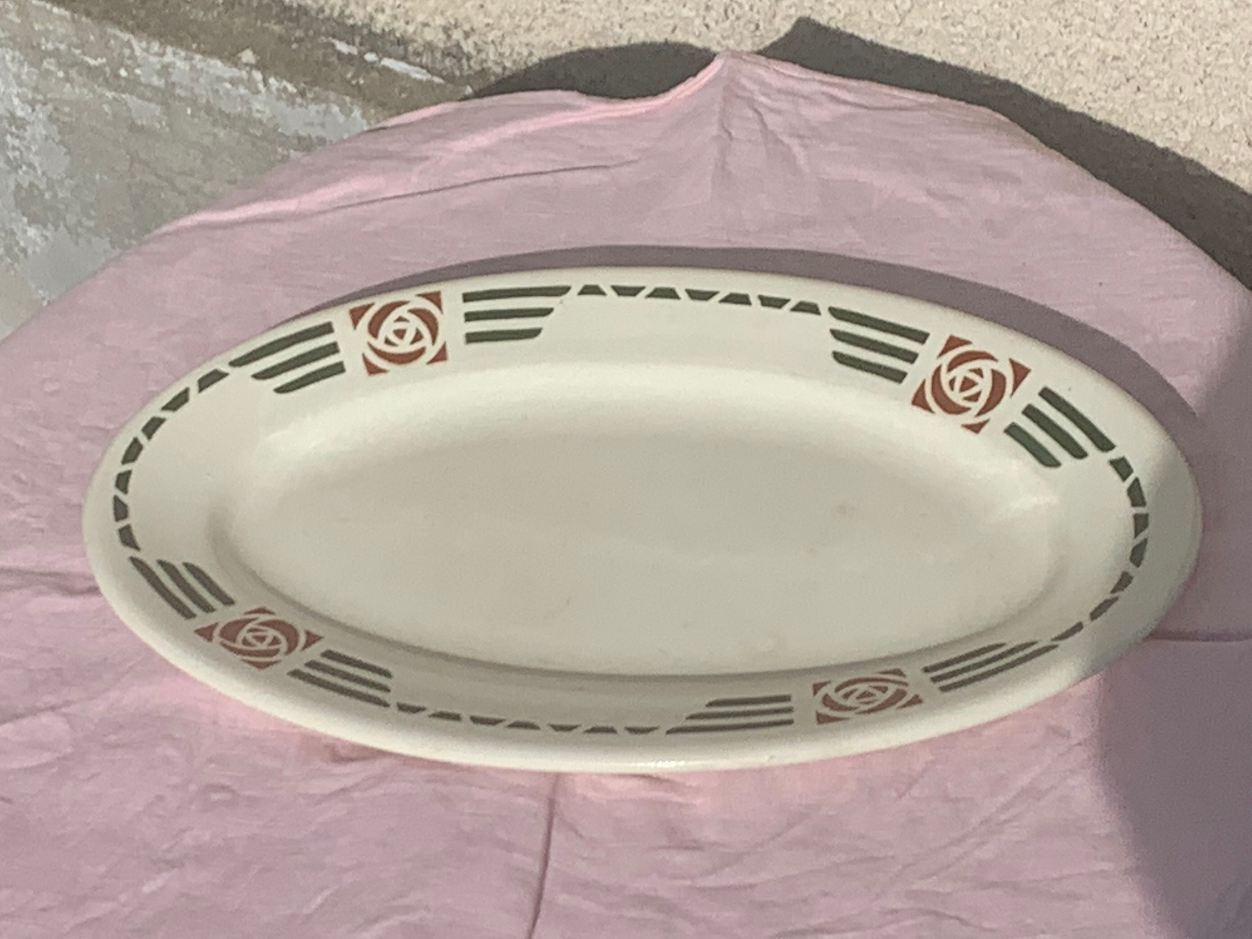 Serving dish in charcoal earthenware model Courbet art deco