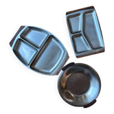 Scandinave. 3 plateaux de service palissandre inox
