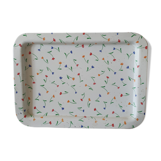 Plateau métal motif fleurs