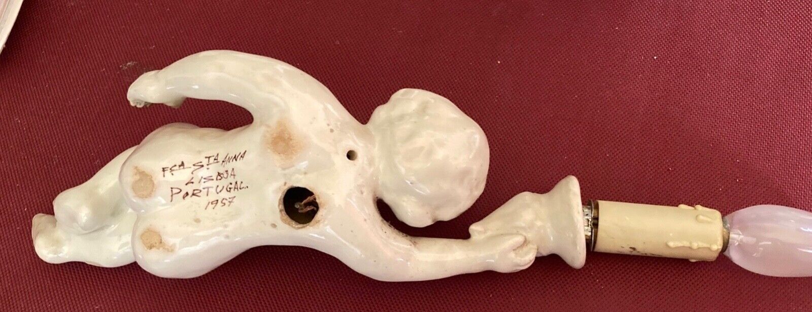 Wall lamp glazed ceramic representing a putti fca lisboa portugal sant anna