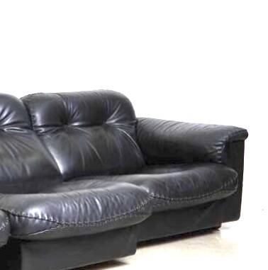 Luxury leather sofa from the Swiss house DE SEDE, black leather sofa