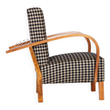 Paire de fauteuils inclinables Art Déco restaurées en noyer, nouveau rembourrage, Tchéquie, années 1930