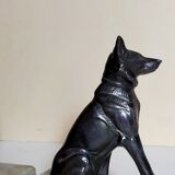 Pair of Art Deco bookends to signed wolf dogs